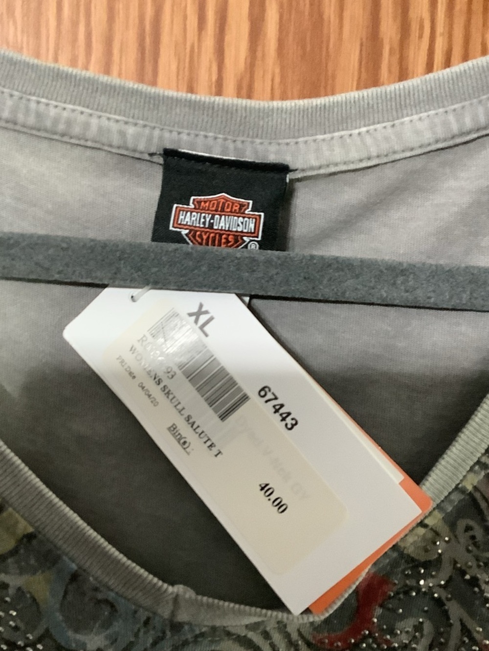 Harley-Davidson Gray Sequin Graphic Short Sleeve Tee - Picture 3 of 5